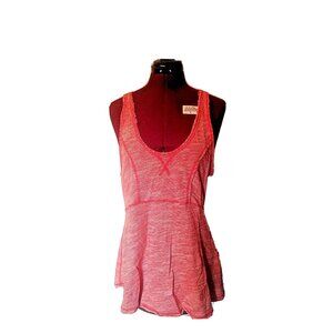 Free People Women's Orange White Tank Top Size Medium Cotton Sleeveless Raw Hem